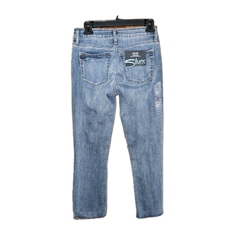 Silver Jeans Co. Elyse Capri Jeans Womens 24x23.5 Mid Rise Curvy Fit Raw Hem NWT